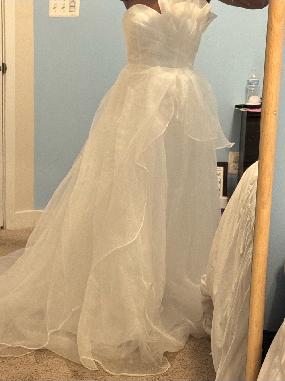 Elegant White Organza A-Line Skirt